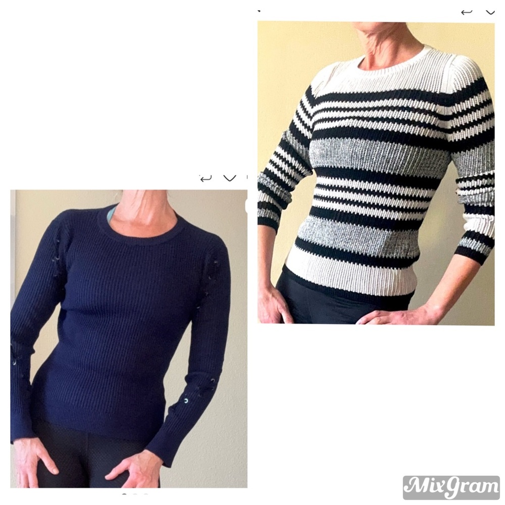 Bundle (2) TopShop White & black sweater Sz 4 & John &Jenn Navy Sweater $150
